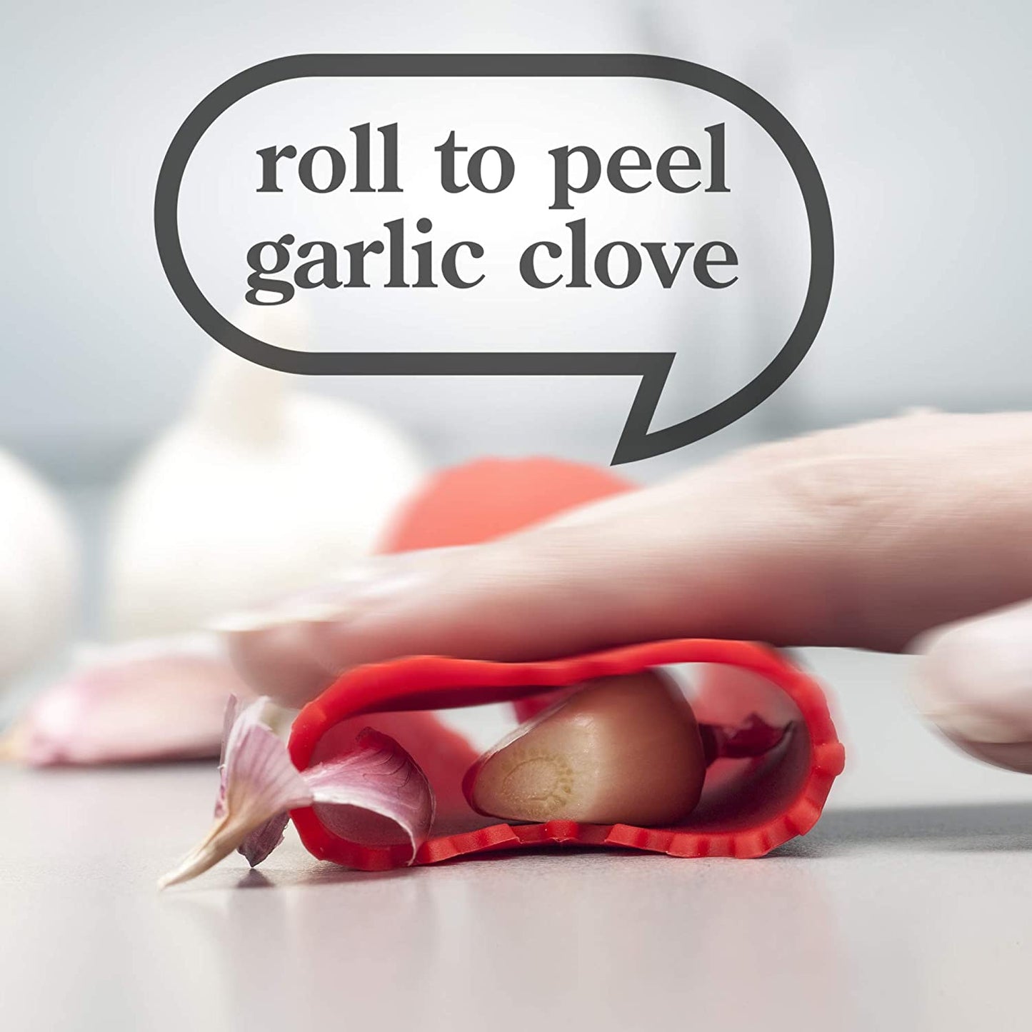 Quick and Easy SIlicone Garlic Peeler - Red