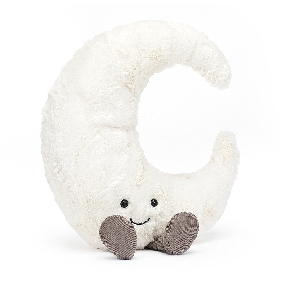 white crescent moon soft toy 