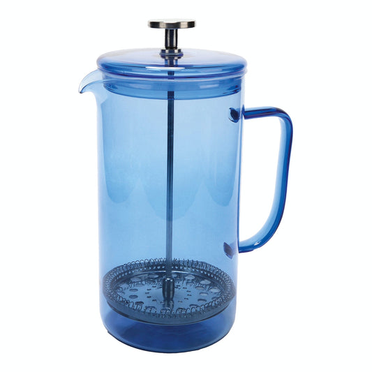 Blue 8 Cup Glass Cafetière