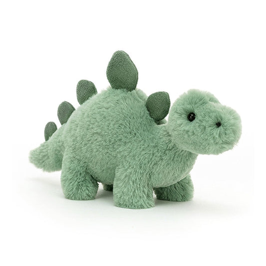 small green fossilly stegosaurus soft toy