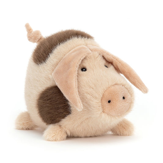 small soft toy pink with brown spots
