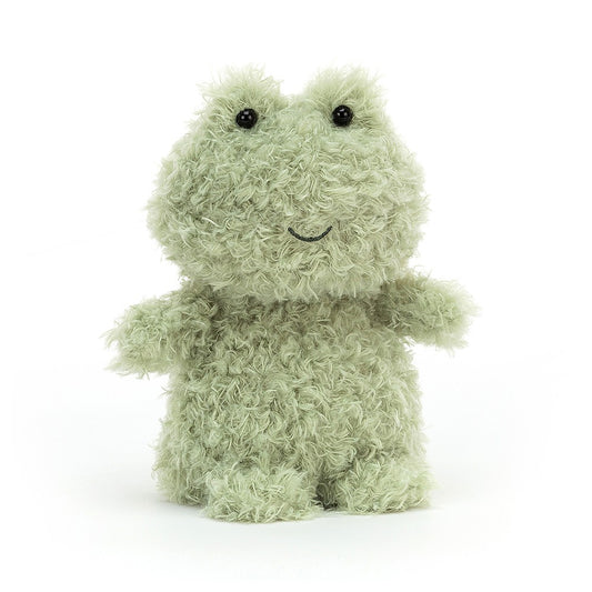 small fuzzy soft toy frog from jellycat 