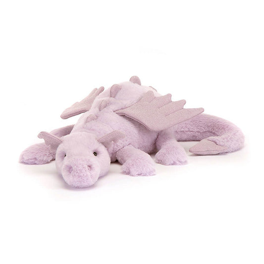 medium lavender soft toy dragon from jellycat 