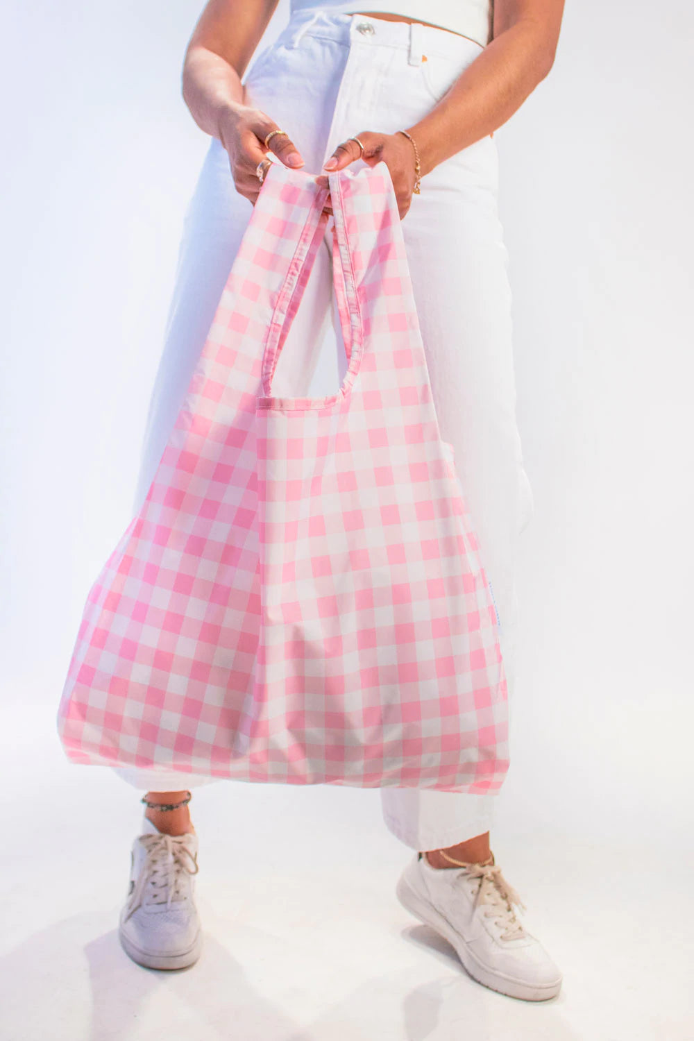 Pink gingham reusable bag 