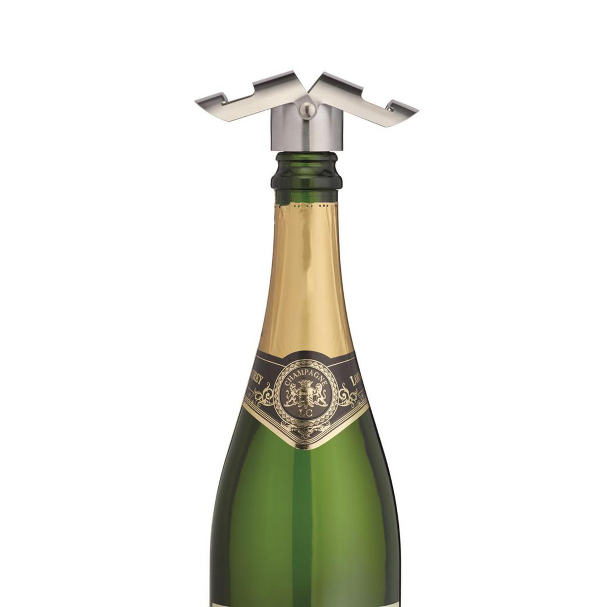 the stopper being used on a bottle of champagne