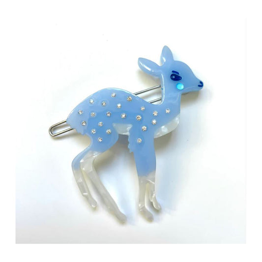 pale blue deer hair clip with diamontes on a white background