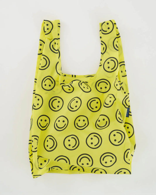 yellow smiley baggu tote in regular size