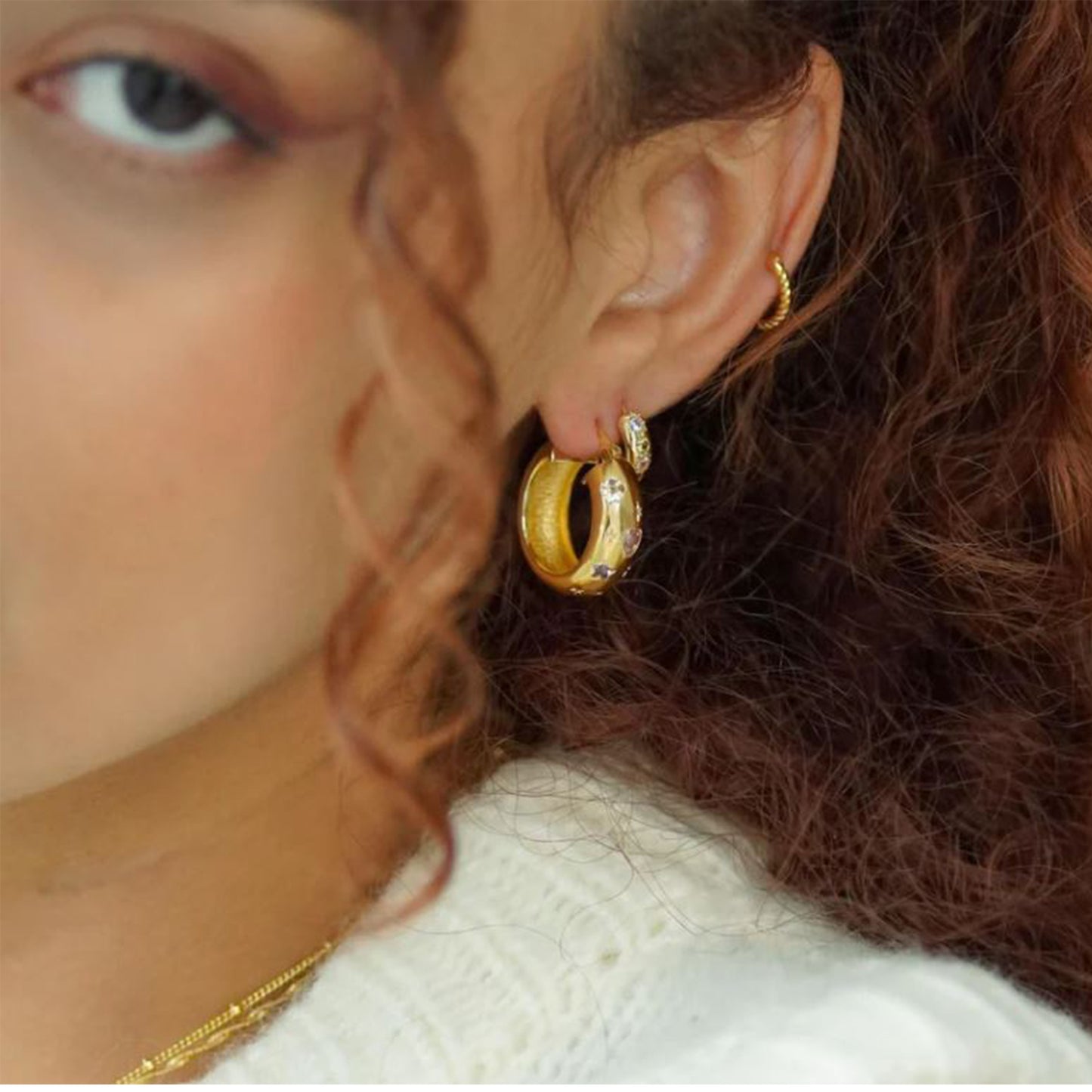 Model wearing the earrings 