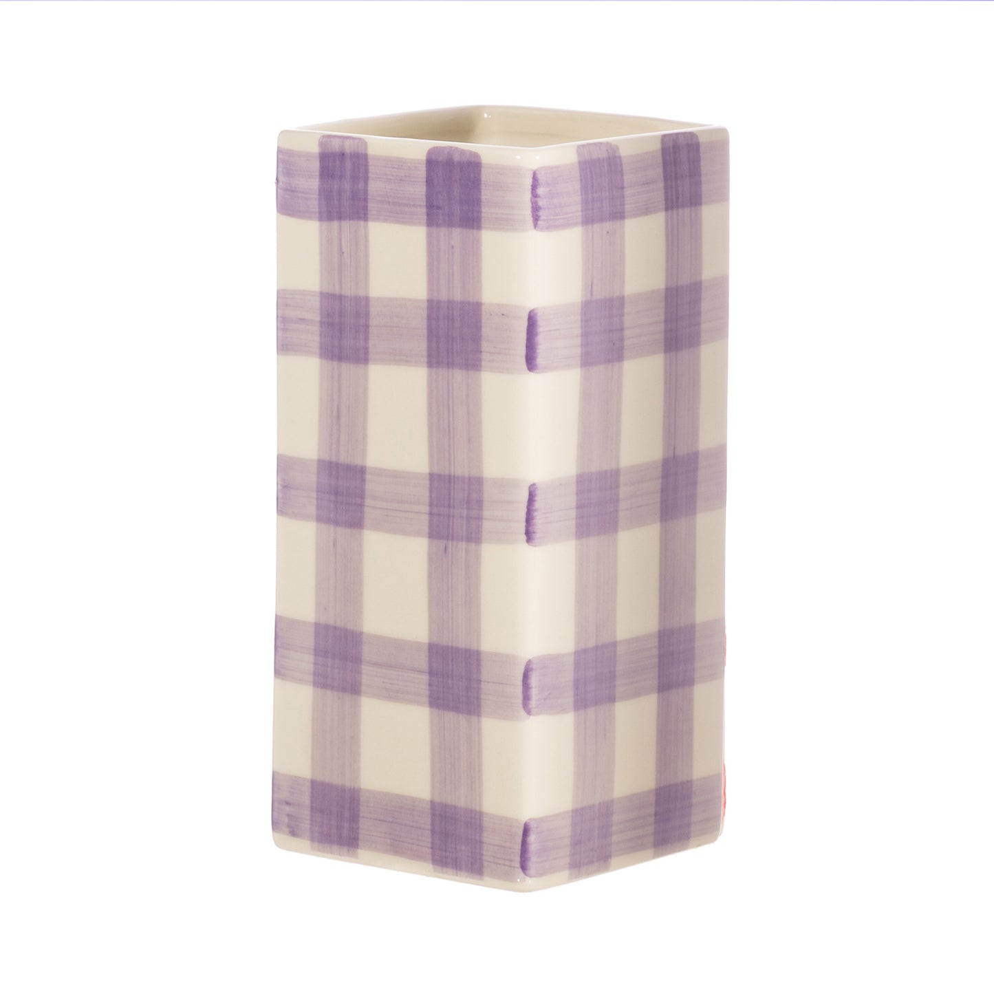 tall gingham vase in pastel lilac 