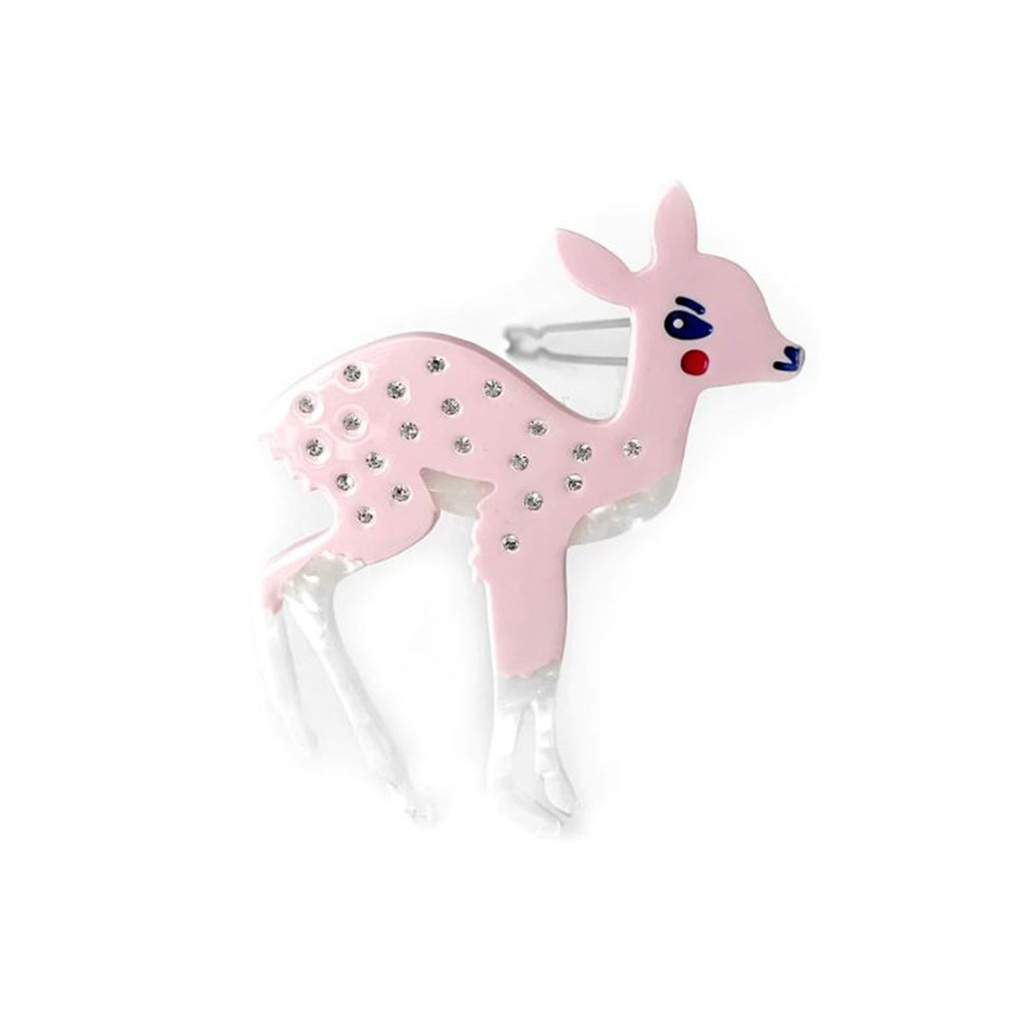 pale pink deer hair clip with diamontes on a white background 