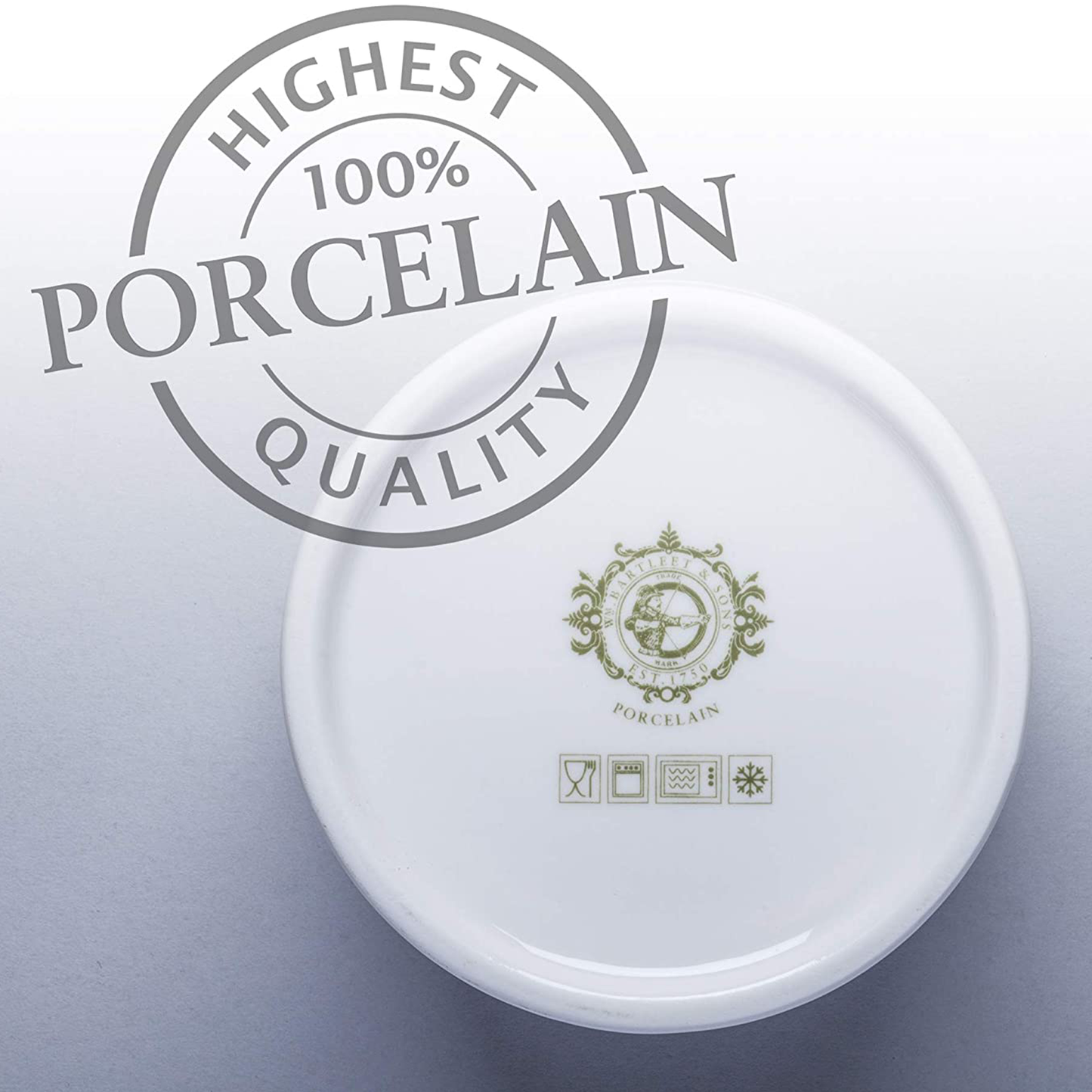 the 100% porcelian stamp at the bottom of the pot