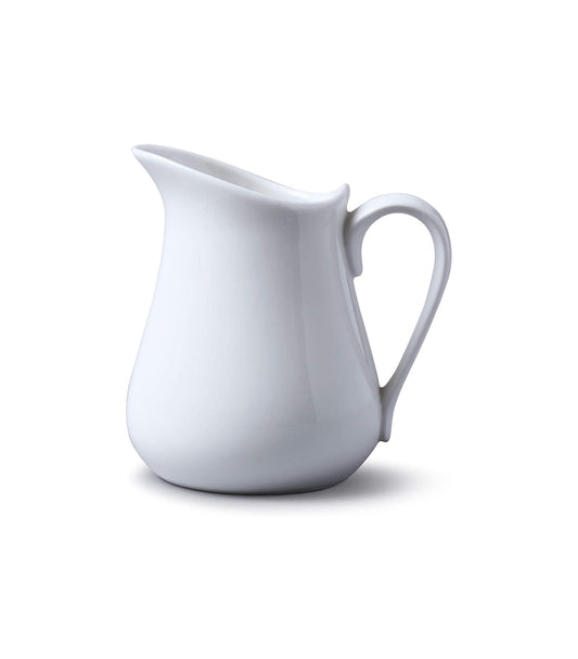 a small white cream jug with a handle 75ml