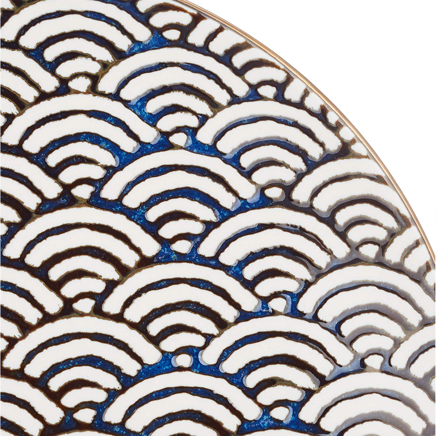 a close up of the blue and white wave pattern
