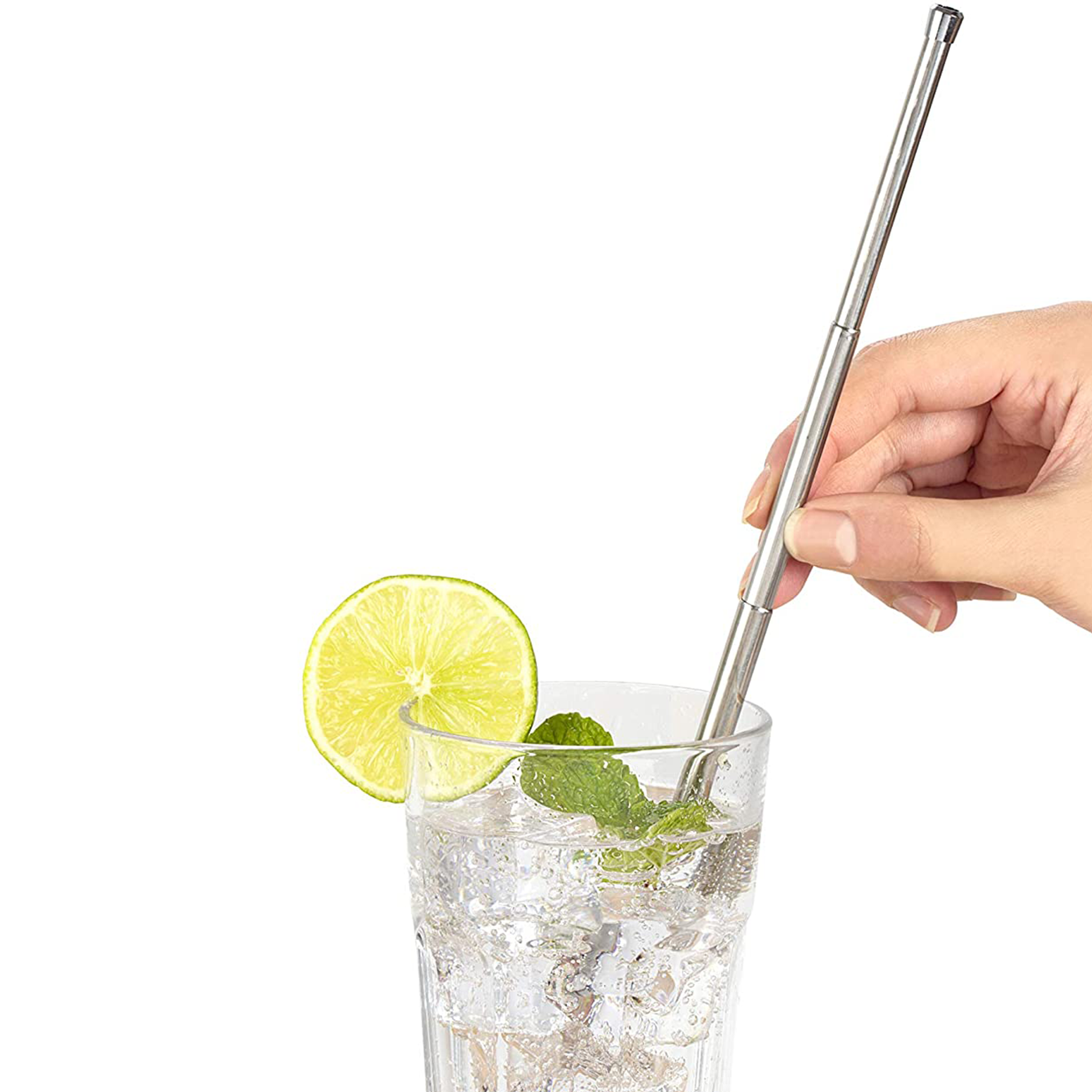 the straw in a drink
